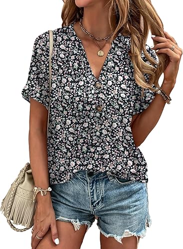 Women’s V-Neck Button Top