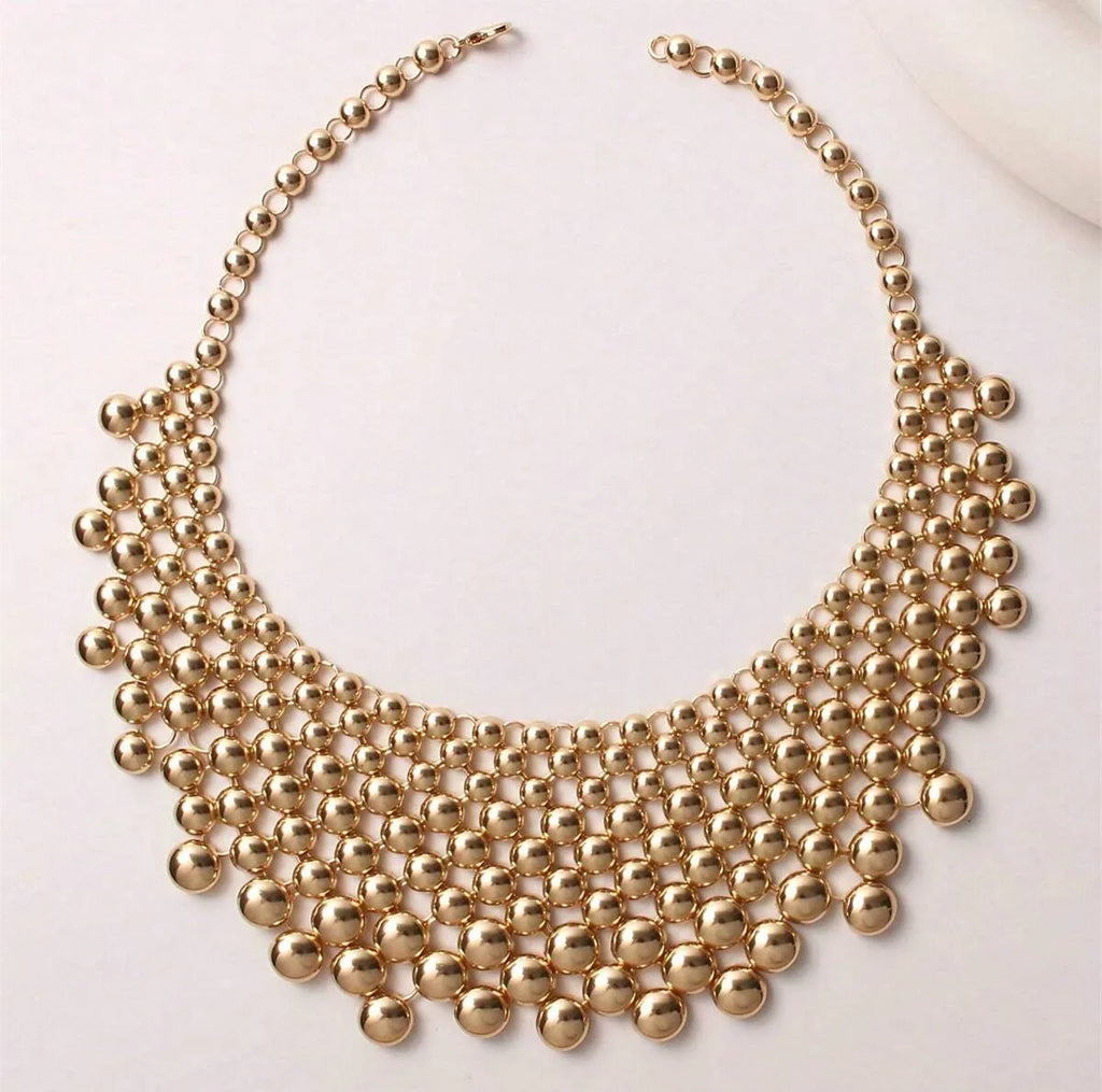 Chunky Ball Beaded Maxi Choker Necklace for Women