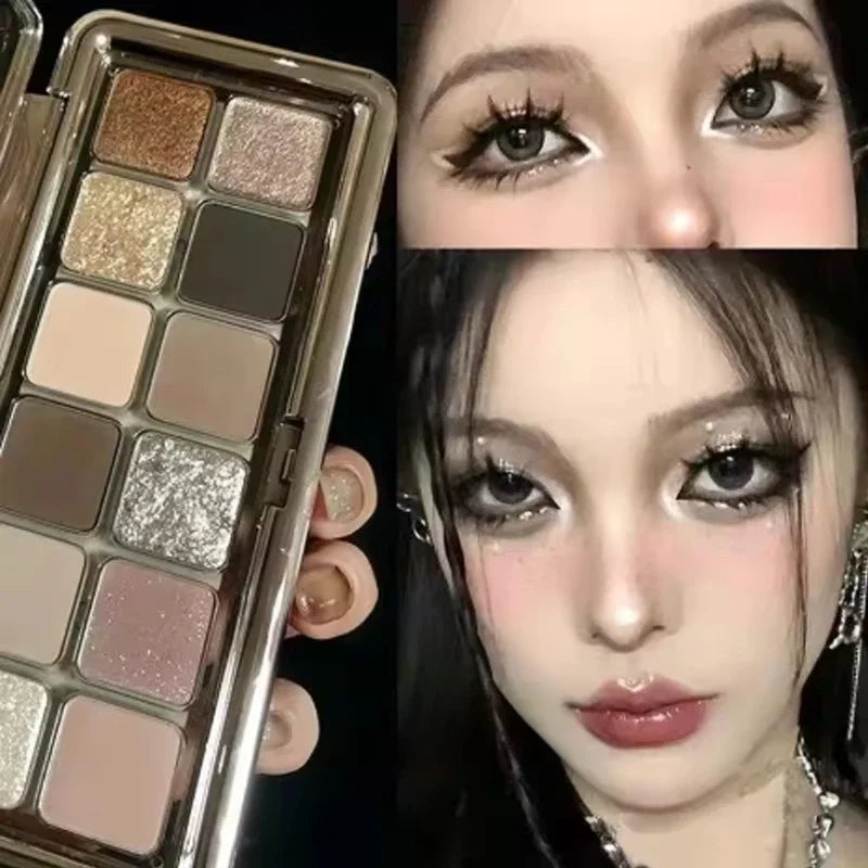 12 Colors Earthy Eyeshadow Palette Shimmering Pigment