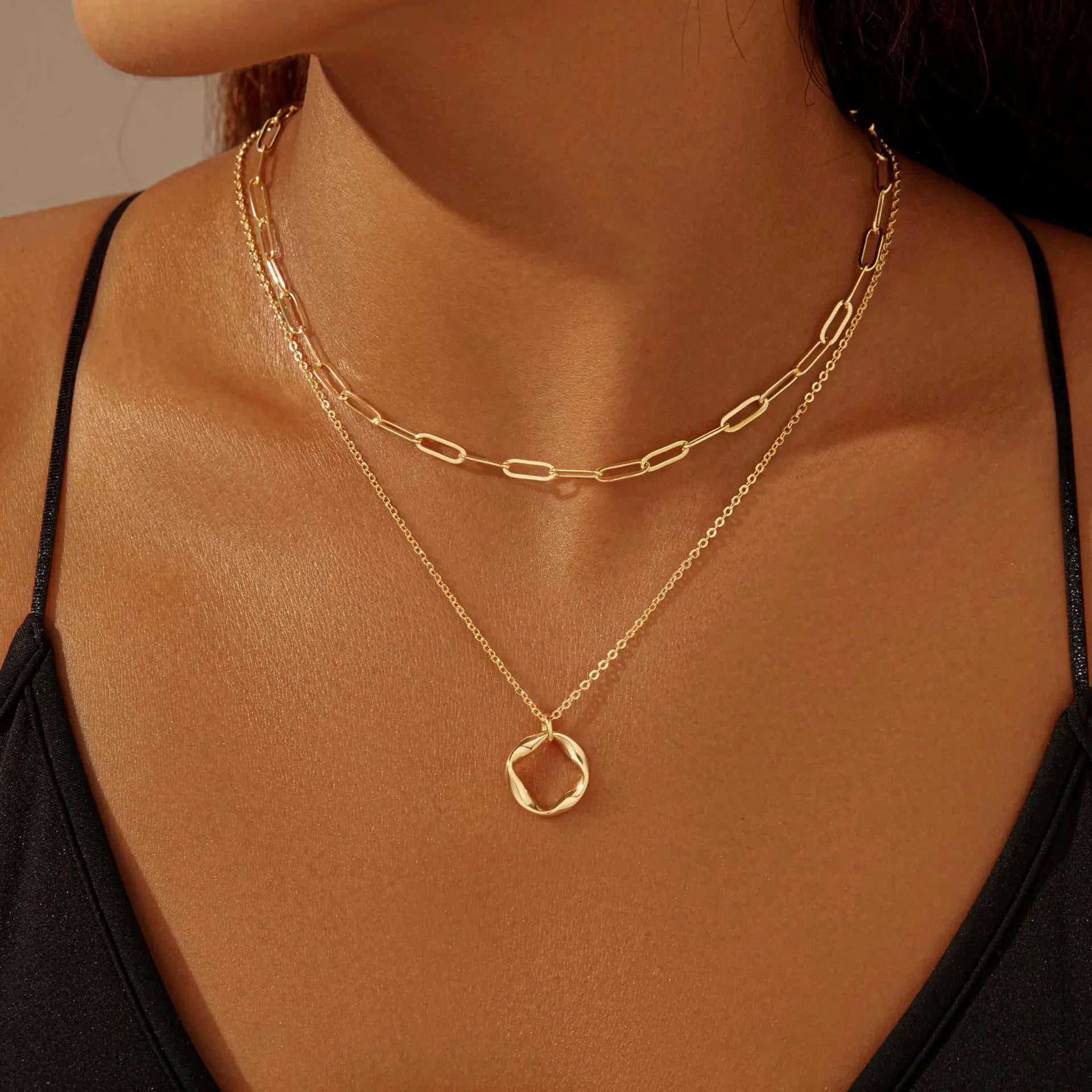 Layered Gold Choker Necklace