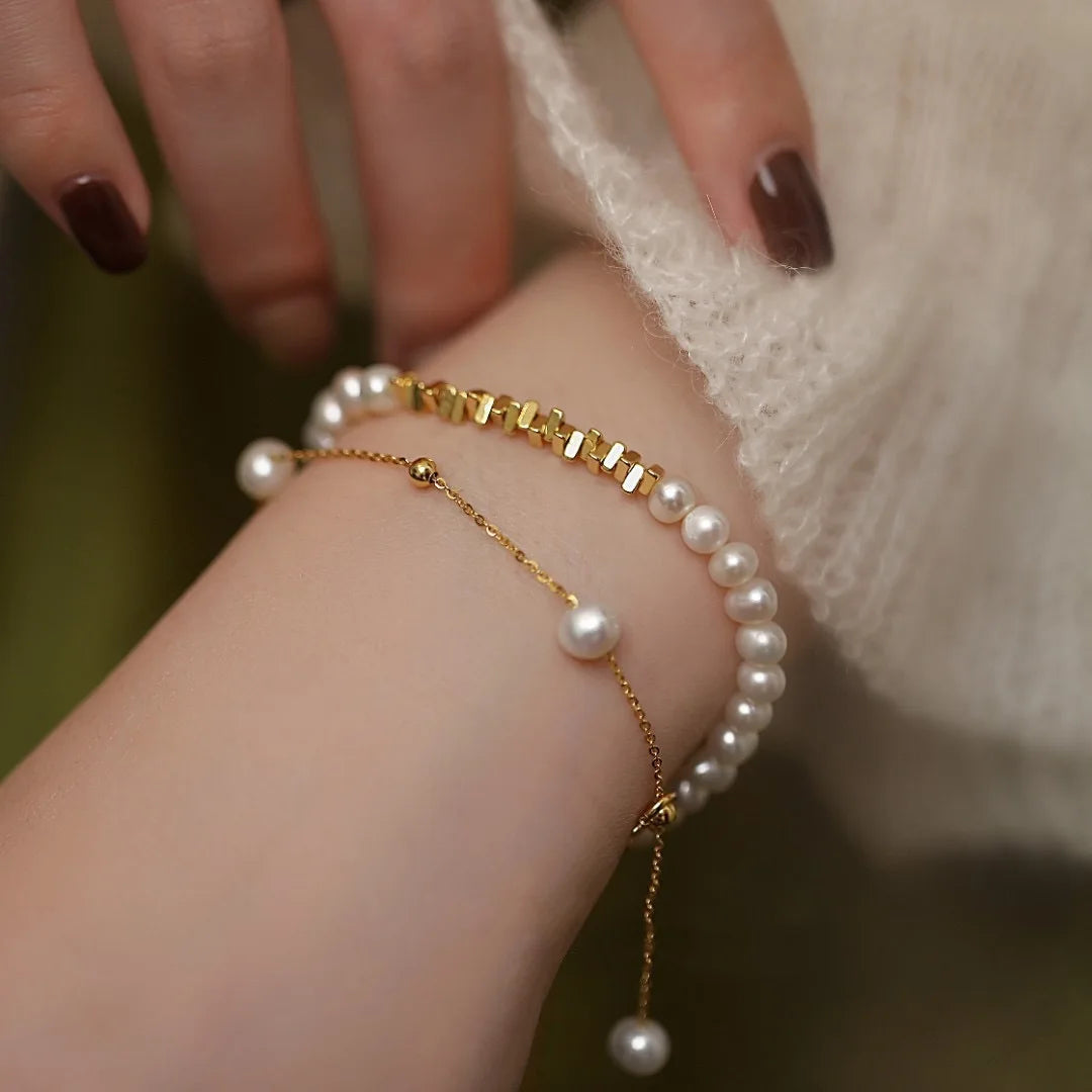 Silver Pearl Hand Bracelet