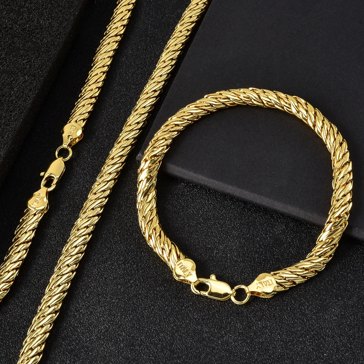 Hip Hop Chunky Chain Set Gold Layered Necklace