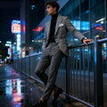 Men Houndstooth Slim Blazer