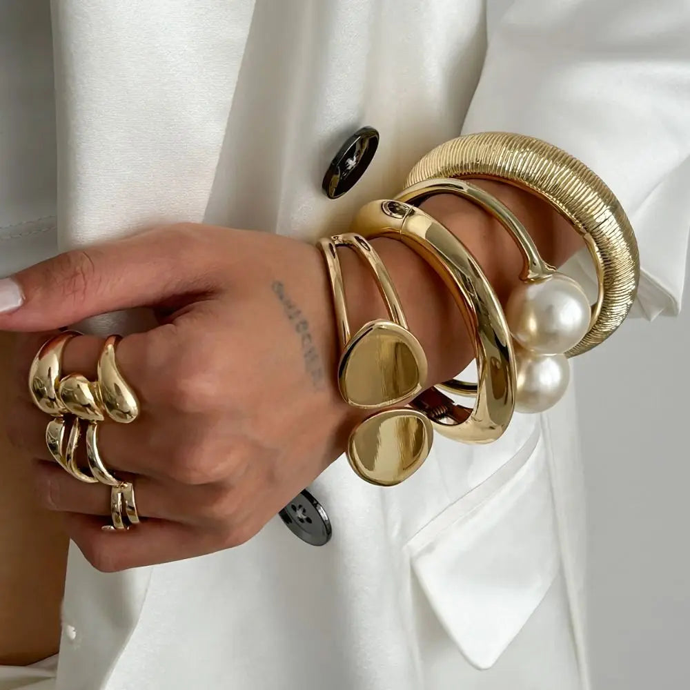 Punk Gold Bangle Bracelet