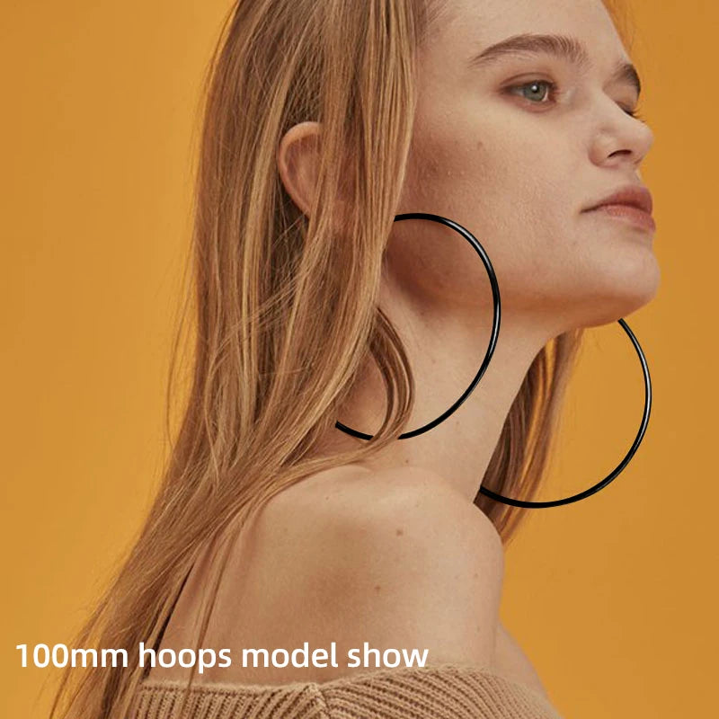 Oversized Black Hoop Earrings