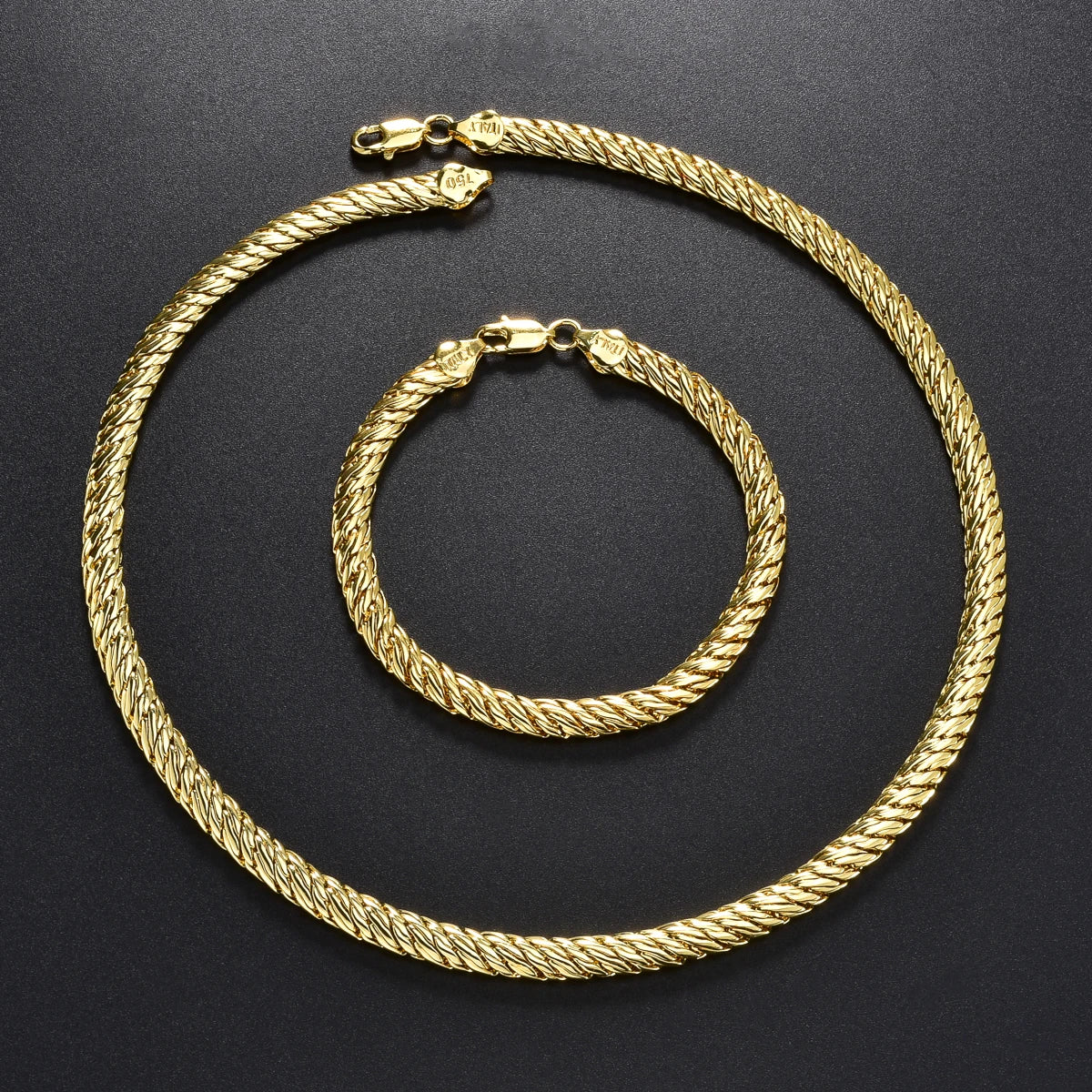 Hip Hop Chunky Chain Set Gold Layered Necklace