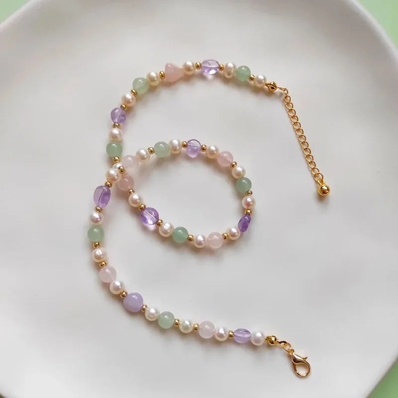Gemstone Pearl Beaded Choker