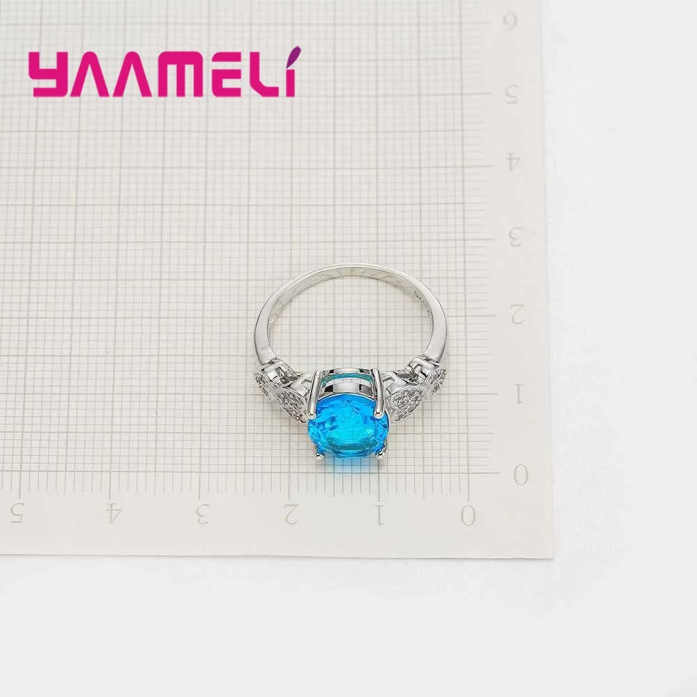Blue Sterling Silver Ring