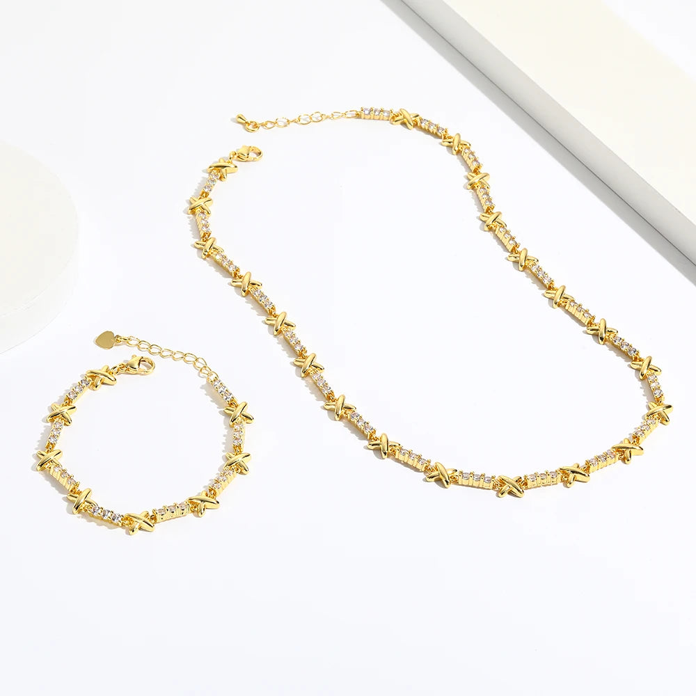 Chunky Cross Choker Necklace For Women Gold Color