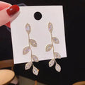 Crystal Leaf Dangle Earrings