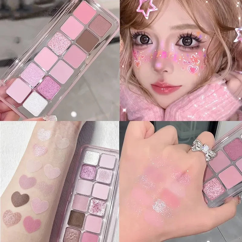 Spring Summer Pink Eyeshadow Palette Makeup Matte Shimmer