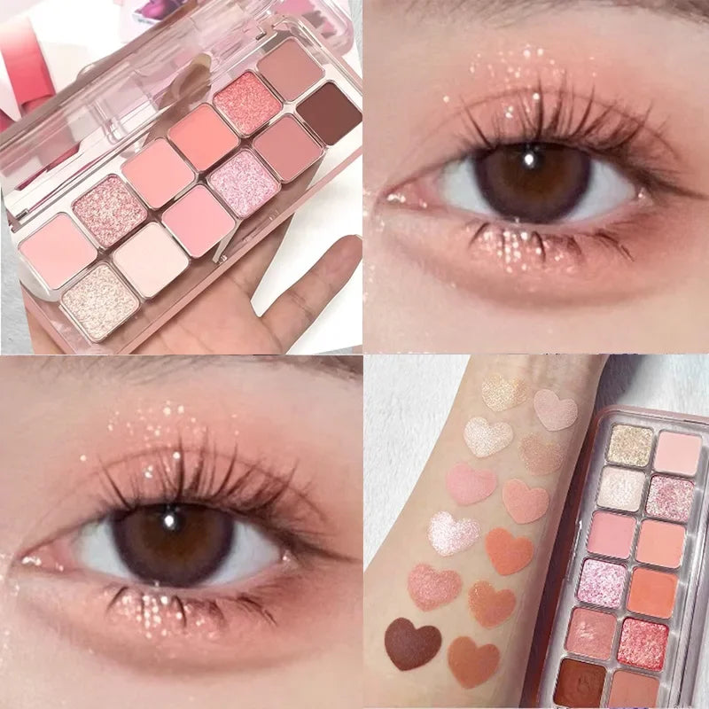 Spring Summer Pink Eyeshadow Palette Makeup Matte Shimmer