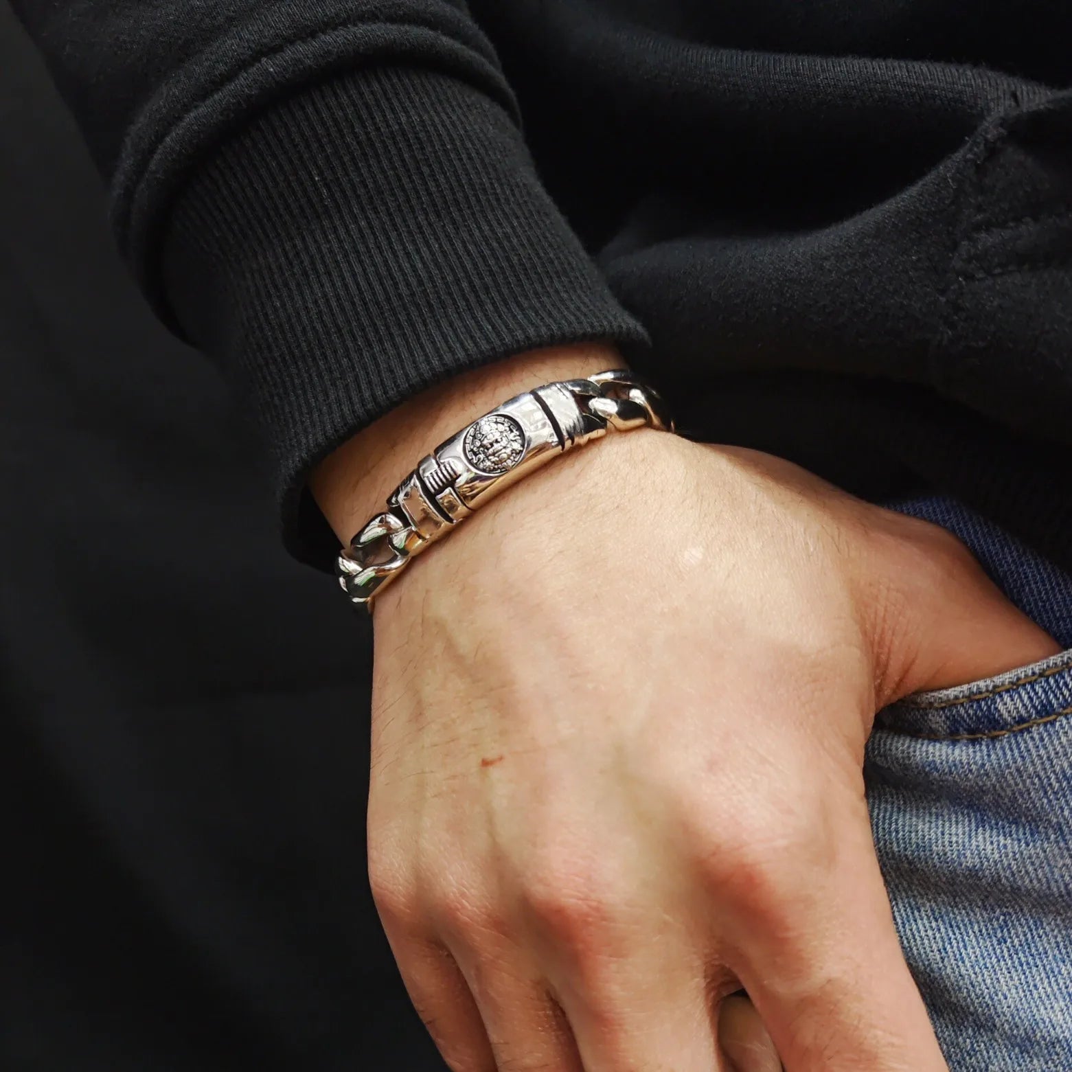 Gold Textured Chunky Bracelet