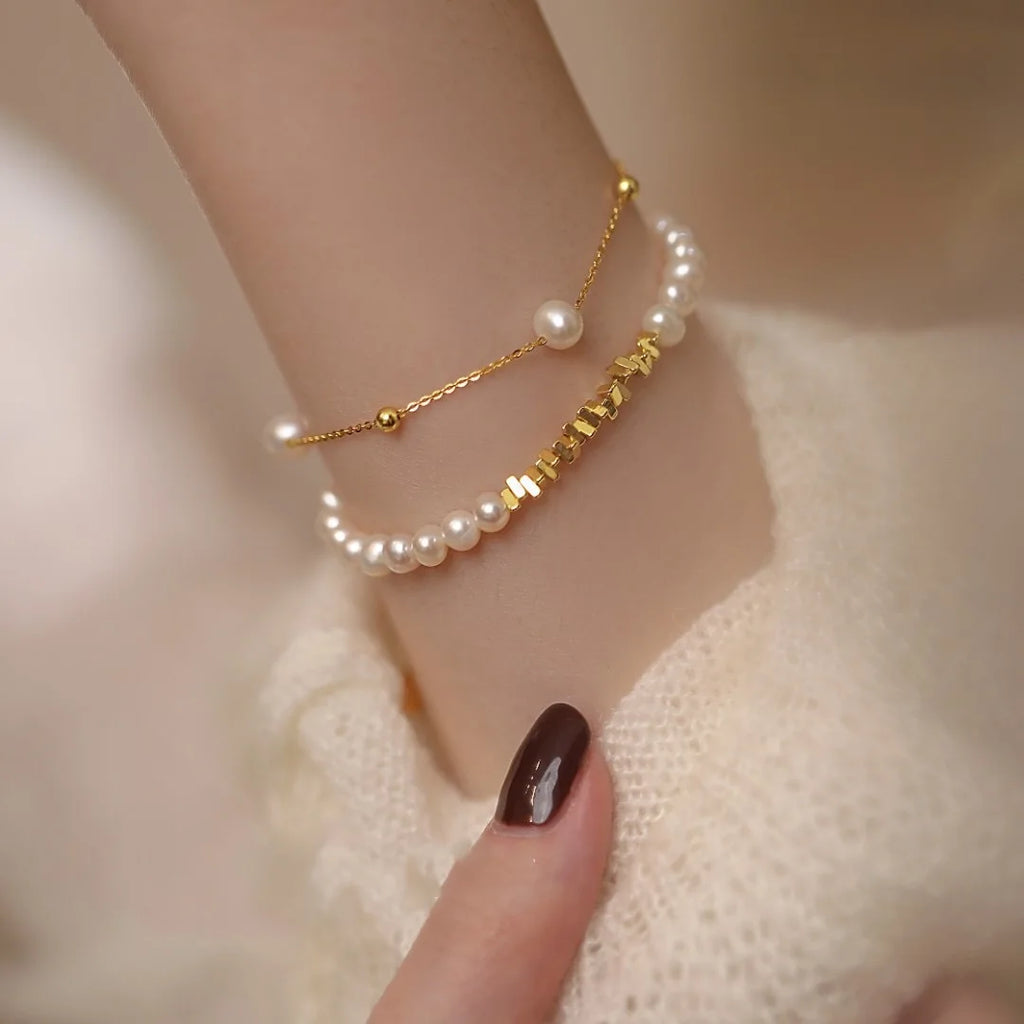 Silver Pearl Hand Bracelet