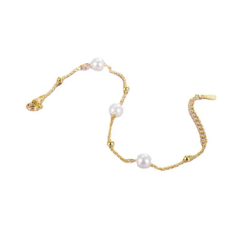 Silver Pearl Hand Bracelet