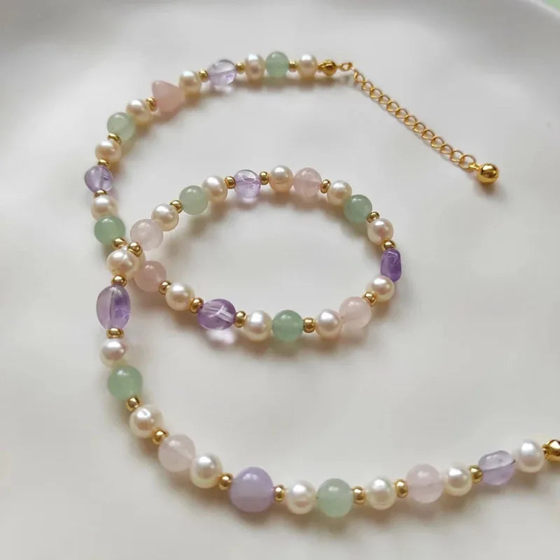 Gemstone Pearl Beaded Choker