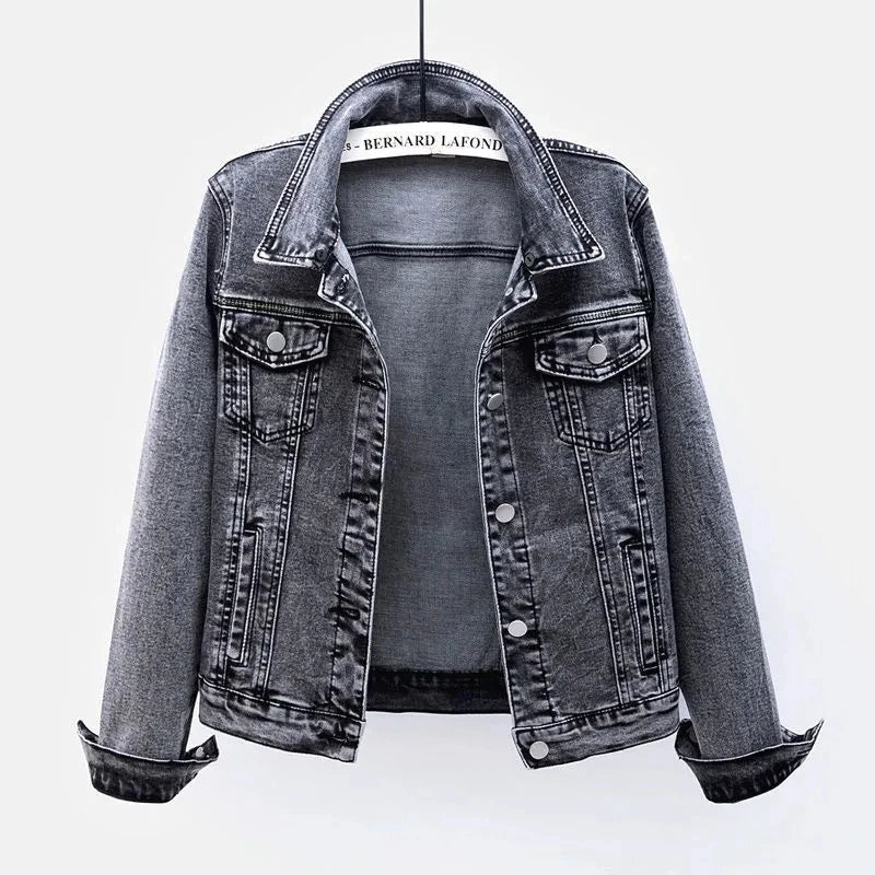 Denim Jacket for women 2025 Spring Autumn New Slim Long sleeved Short Casual COAT Single Breasted Female Motorcycle Jacket Top
