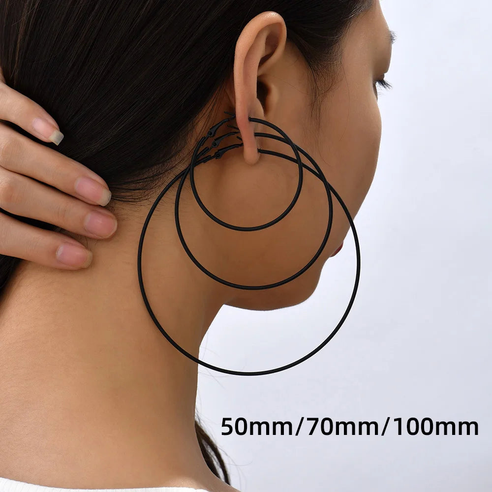 Oversized Black Hoop Earrings