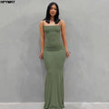 Satin Slip Sleeveless Backless Slim Sexy Maxi Dress