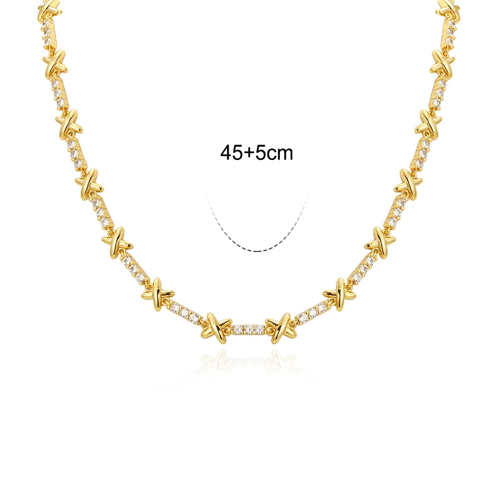 Chunky Cross Choker Necklace For Women Gold Color