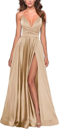 Satin Bridesmaid Dress Pleated A Line Long Suspender
