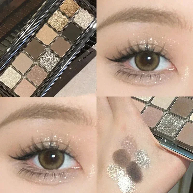 12 Colors Earthy Eyeshadow Palette Shimmering Pigment