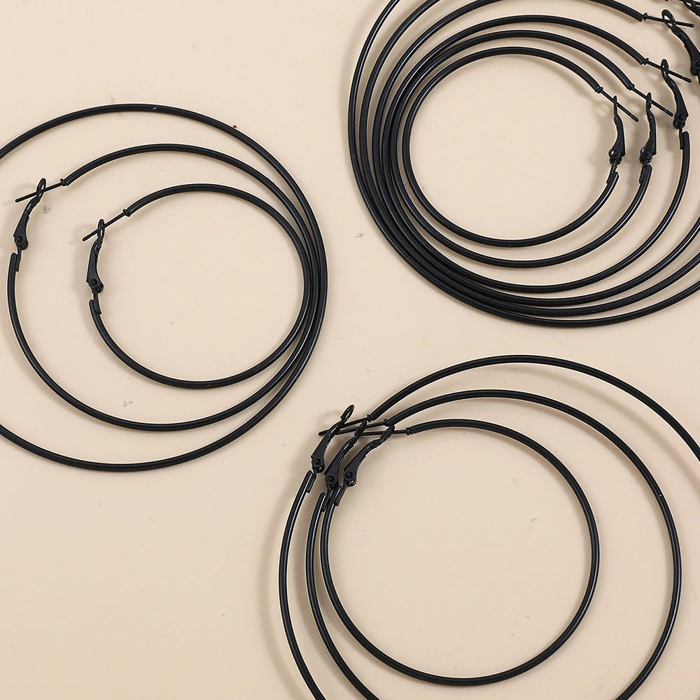 Oversized Black Hoop Earrings
