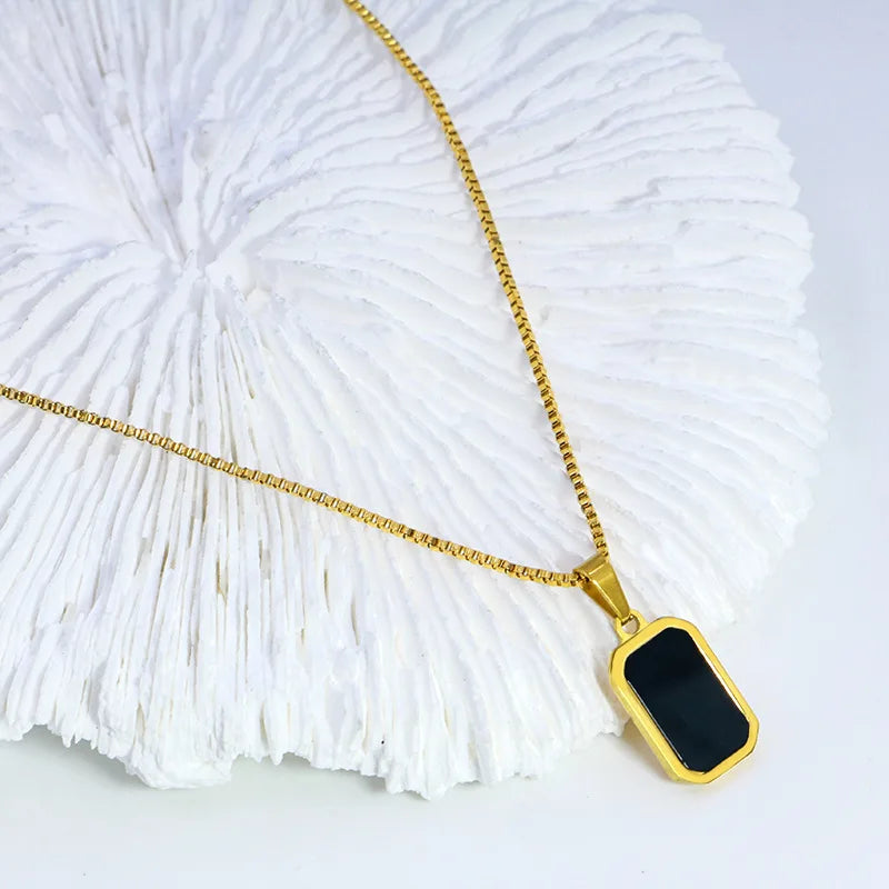 Gold Enamel Pendant Necklace