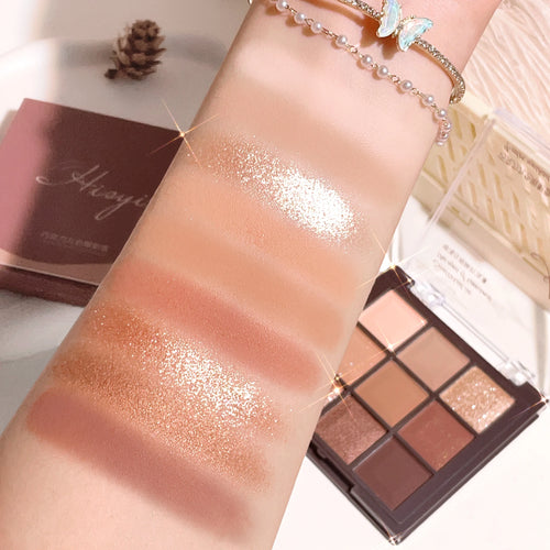 9-Color Chocolate Eyeshadow Palette with Pearl Shine
