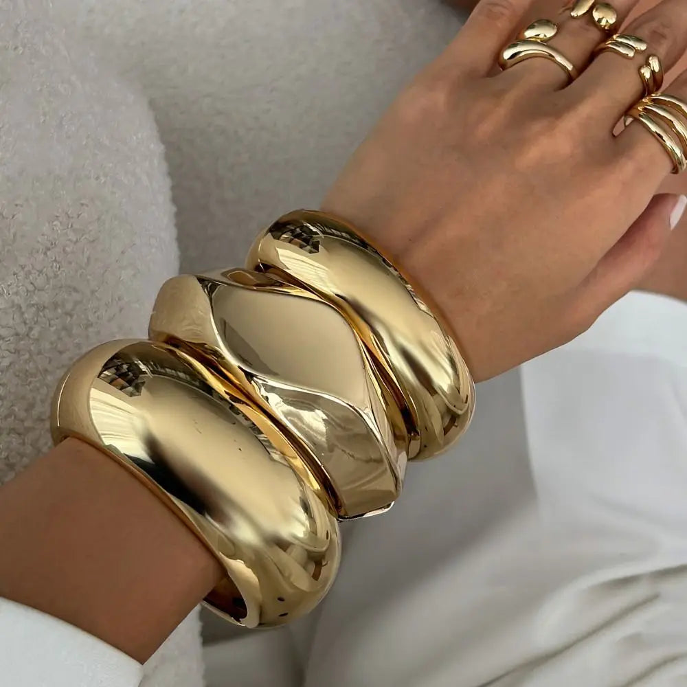 Punk Gold Bangle Bracelet