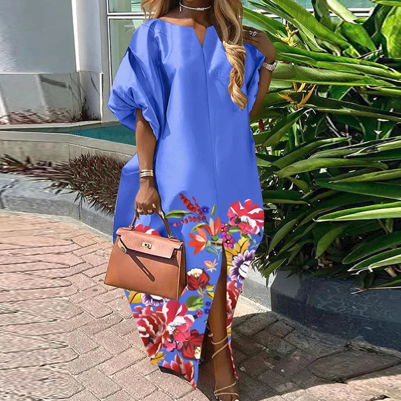 Bohemian Maxi Long Dress Women Satin Silk