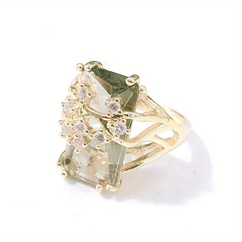 Silver Square Zircon Ring