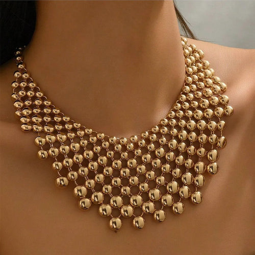 Chunky Ball Beaded Maxi Choker Necklace for Women