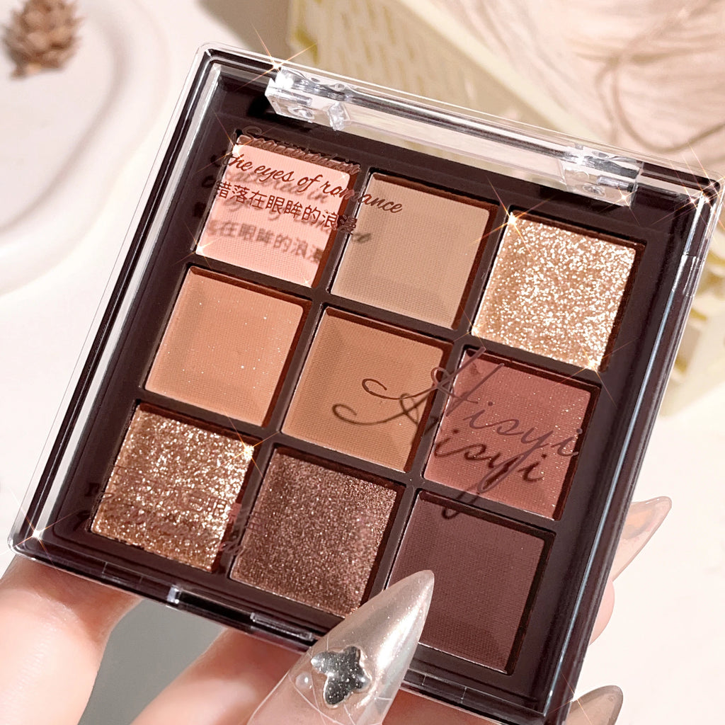 9-Color Chocolate Eyeshadow Palette with Pearl Shine