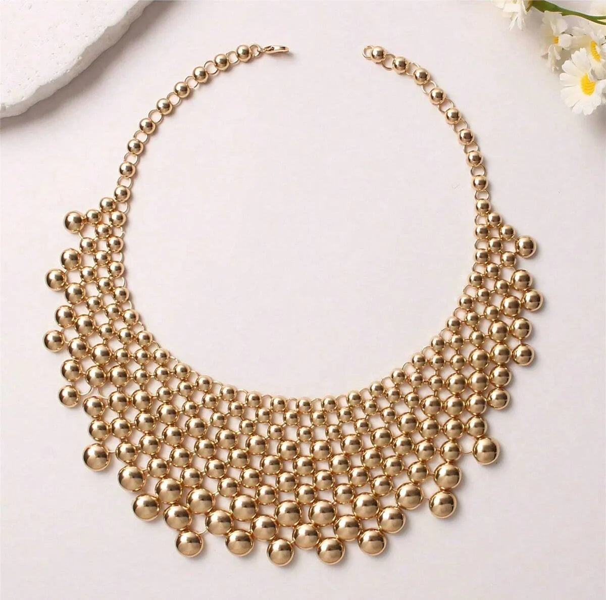 Chunky Ball Beaded Maxi Choker Necklace for Women