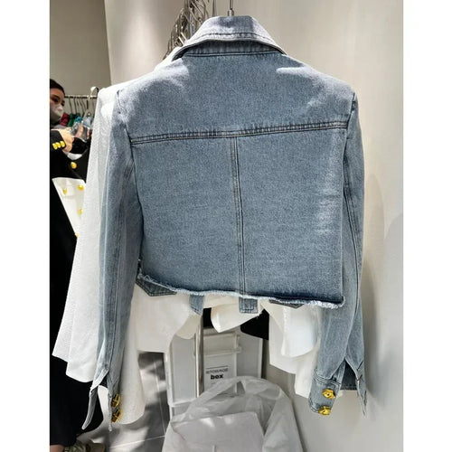 2024 New Denim Jacket for Women Slim Single Breasted Long Sleeve Short Outerwear Coat Denim Jacket Women Coat Coats