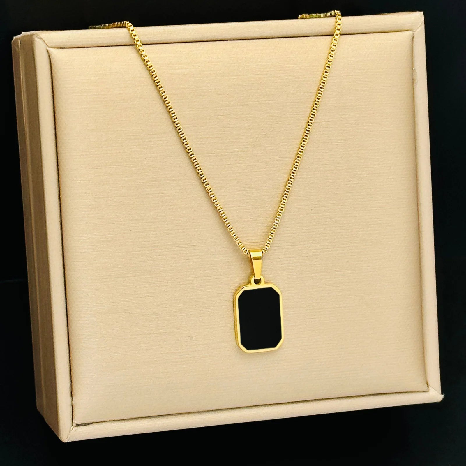 Gold Enamel Pendant Necklace