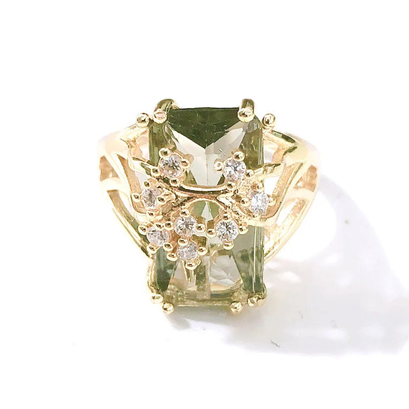 Silver Square Zircon Ring