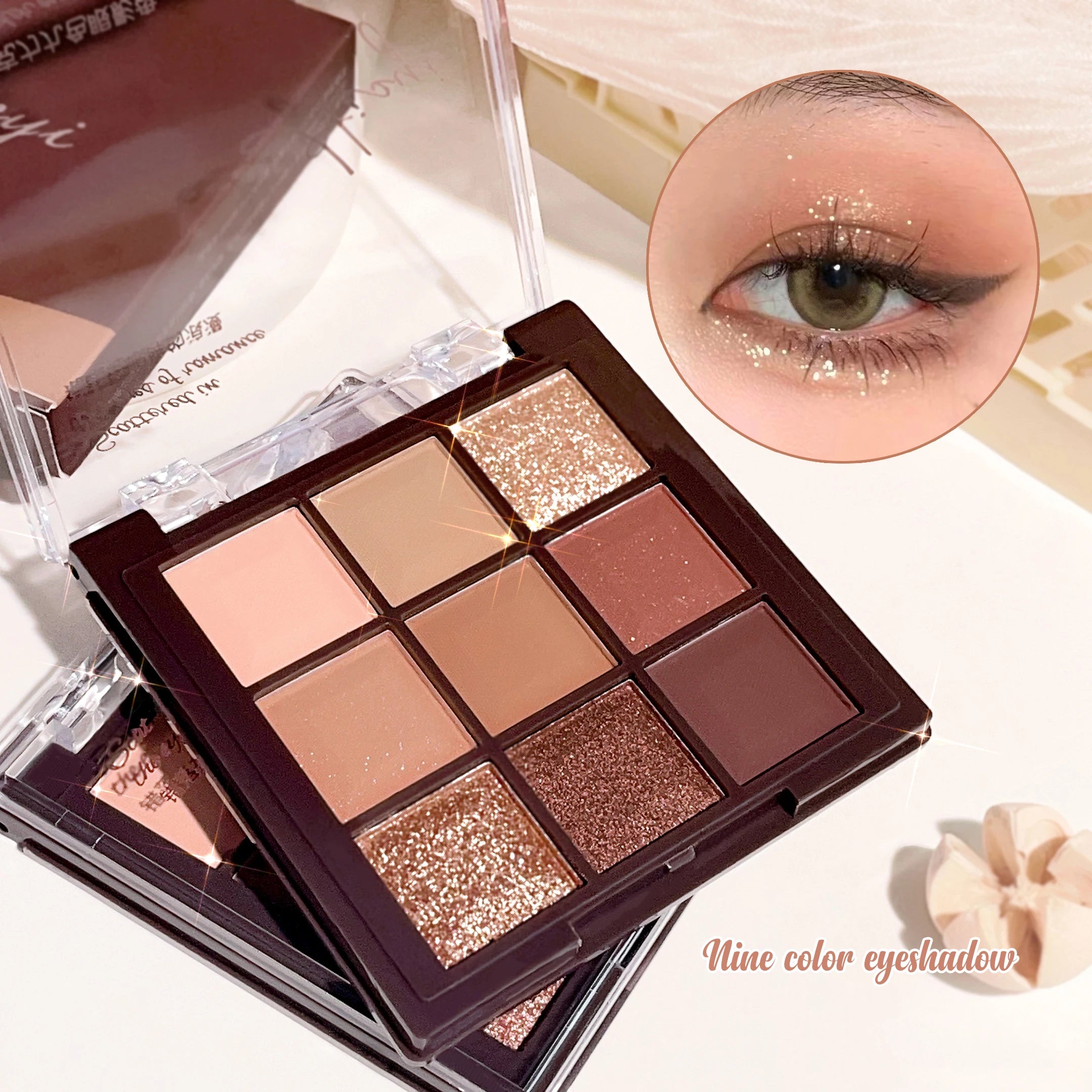 9-Color Chocolate Eyeshadow Palette with Pearl Shine