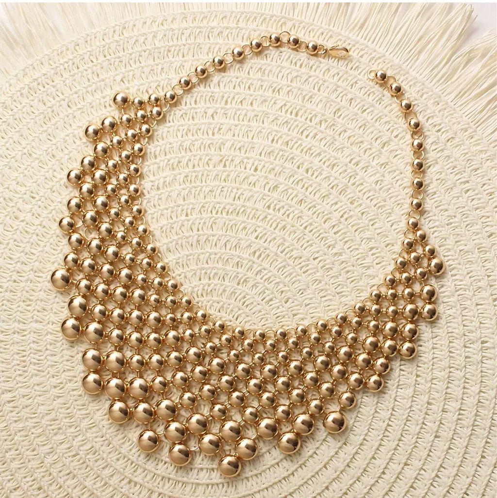Chunky Ball Beaded Maxi Choker Necklace for Women