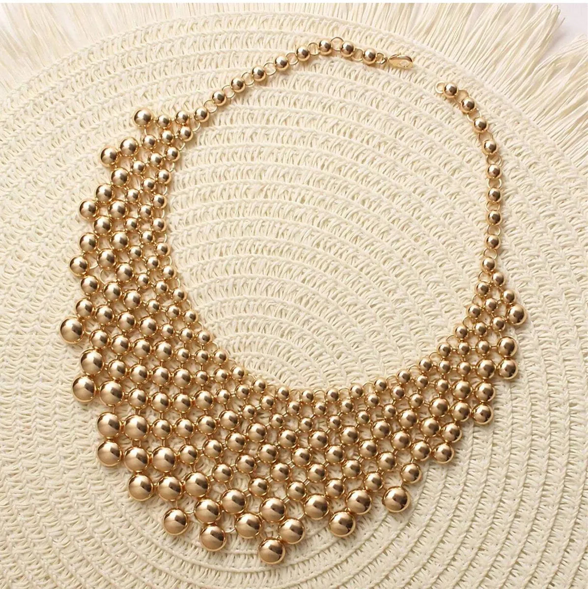 Chunky Ball Beaded Maxi Choker Necklace for Women