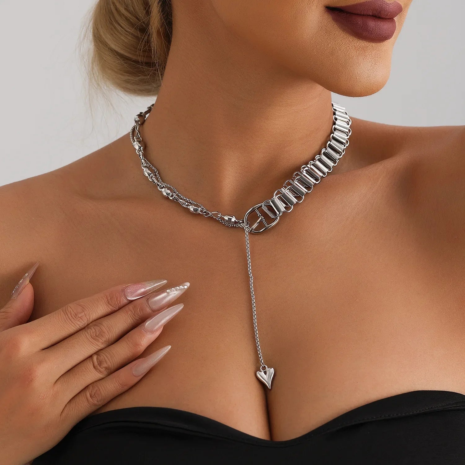 Layered Heart Pendant Necklace