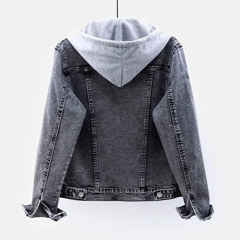 Denim Jacket for women 2025 Spring Autumn New Slim Long sleeved Short Casual COAT Single Breasted Female Motorcycle Jacket Top