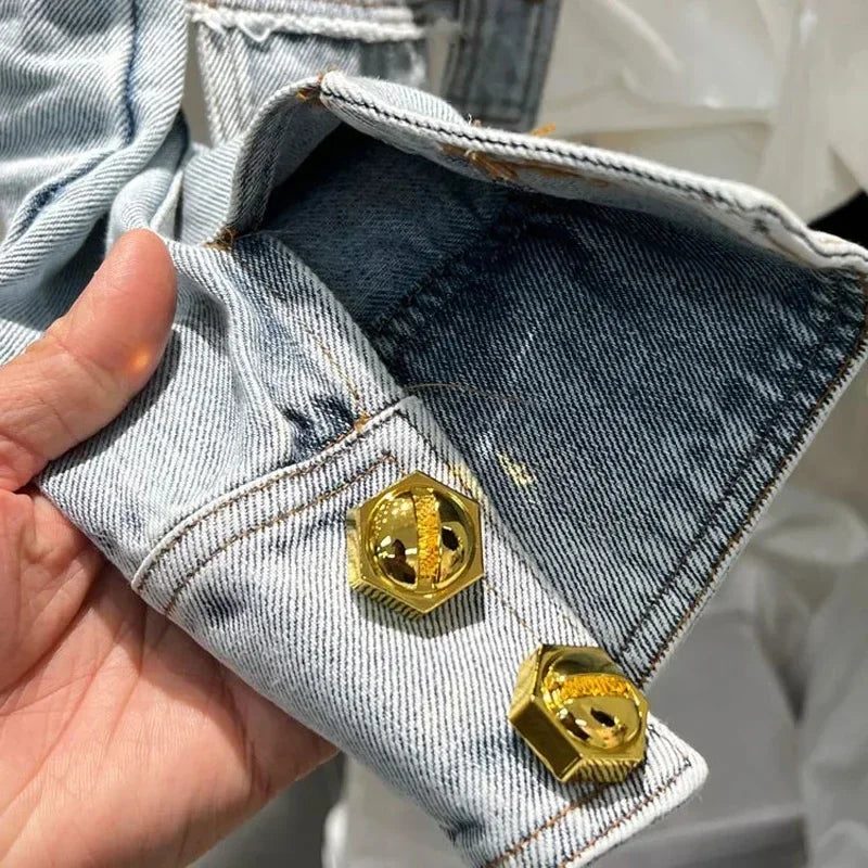 2024 New Denim Jacket for Women Slim Single Breasted Long Sleeve Short Outerwear Coat Denim Jacket Women Coat Coats