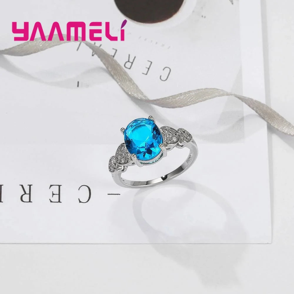 Blue Sterling Silver Ring