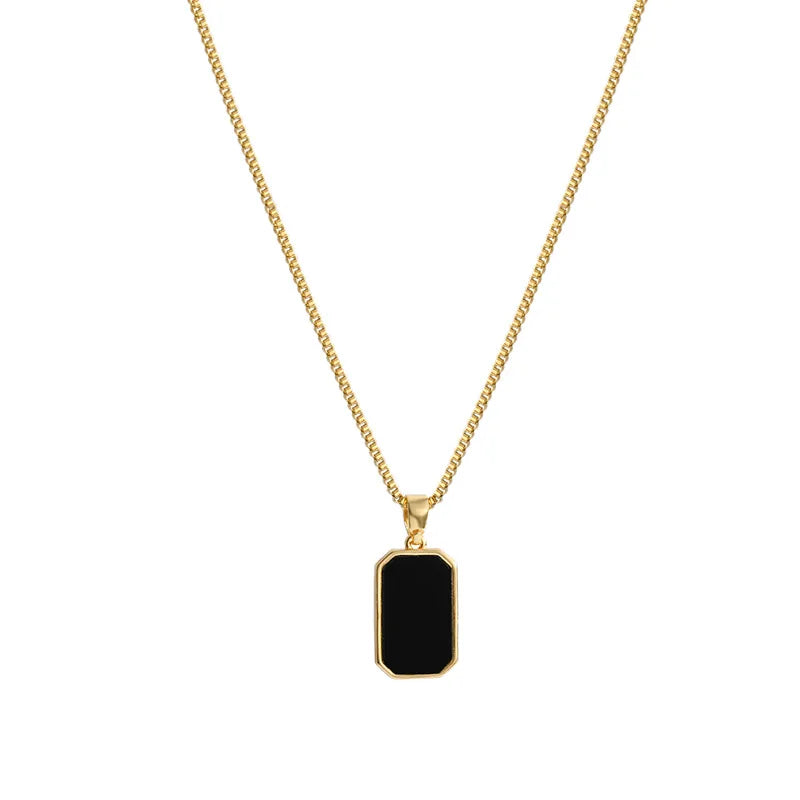 Gold Enamel Pendant Necklace