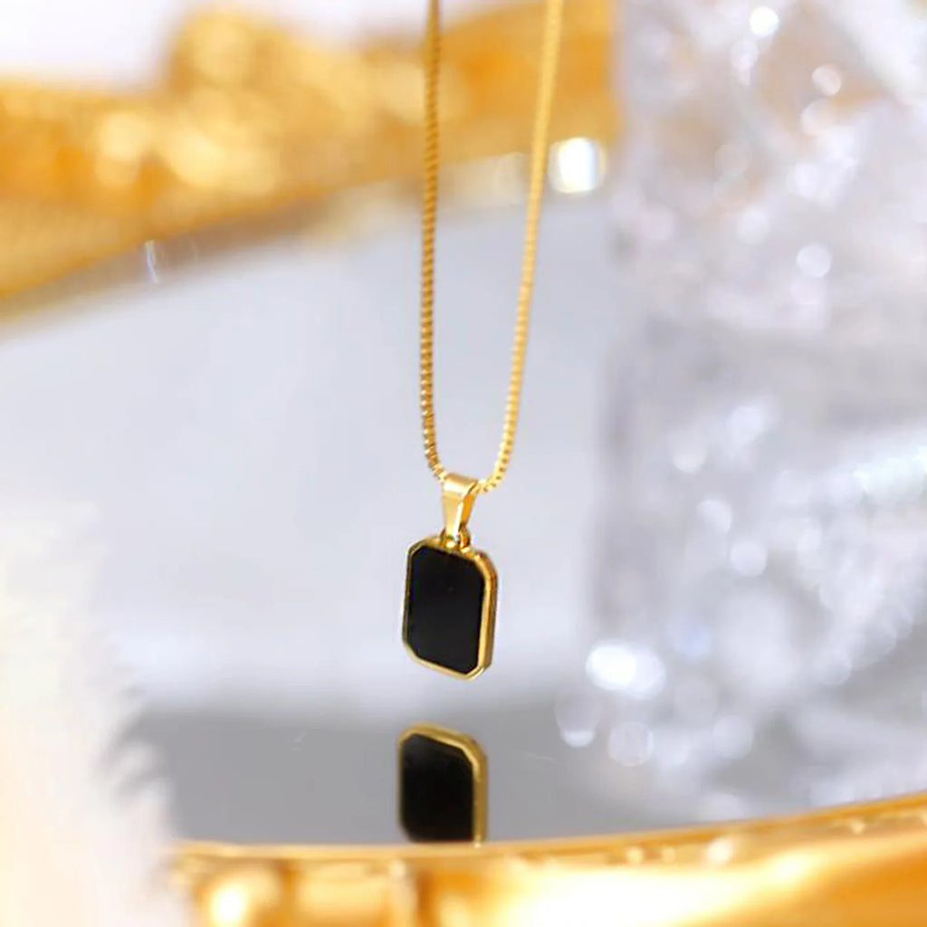 Gold Enamel Pendant Necklace
