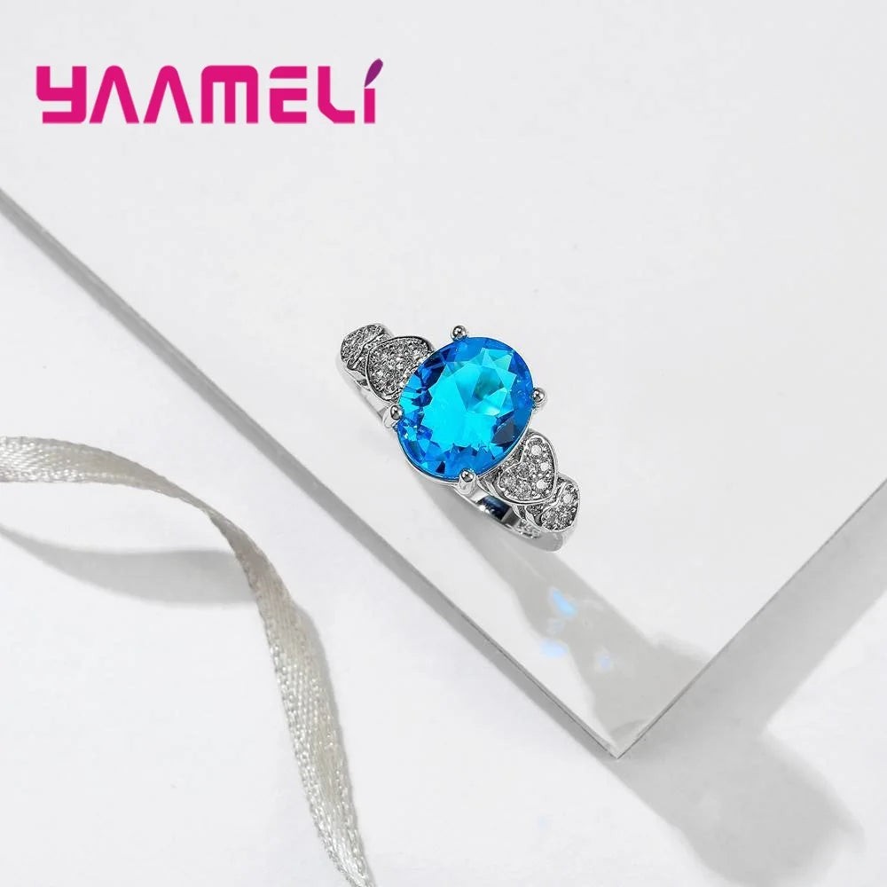 Blue Sterling Silver Ring
