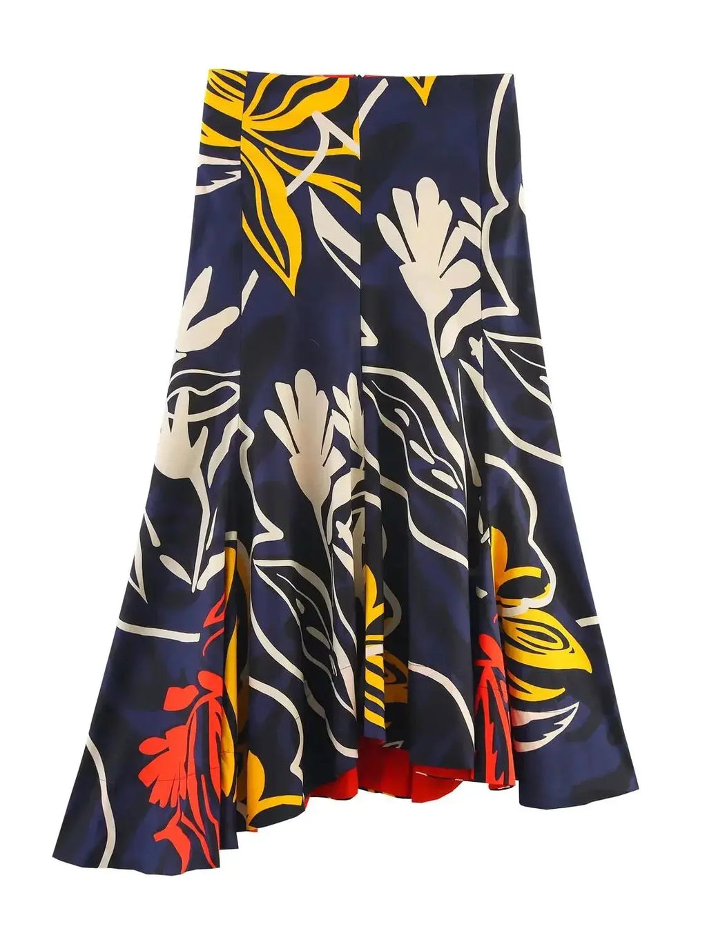 Asymmetrical Hem Long Skirts For Women Fashion 2025 New Printed Elegant Midi Skirt Temperament A Line Chic Party Skirts