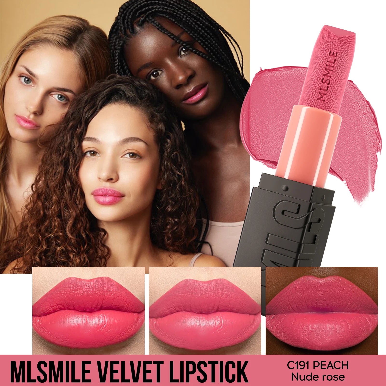 6 Color Embossed Matte Lipstick Easy to Apply